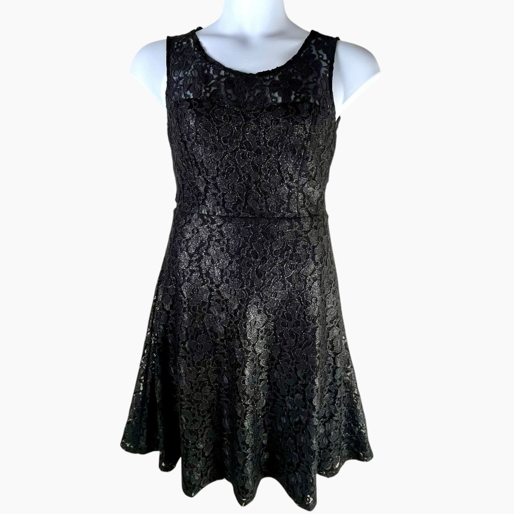 Vintage Maria Bonita Black Lace Dress Medium Skater‎ Whimsigoth Mini Sheer Back